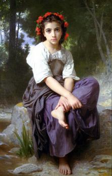 William-Adolphe Bouguereau : At the Edge of the Brook